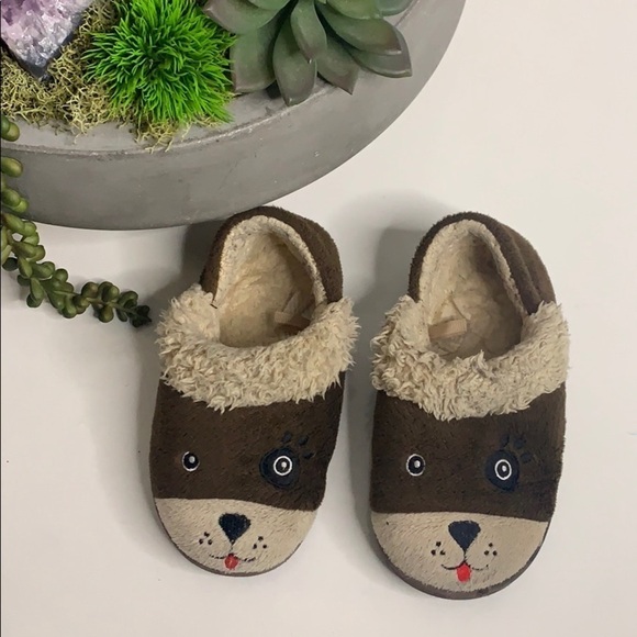 Baby Puppy Eye Patch Slip On House Shoe Slipper brown 7 - Picture 1 of 8